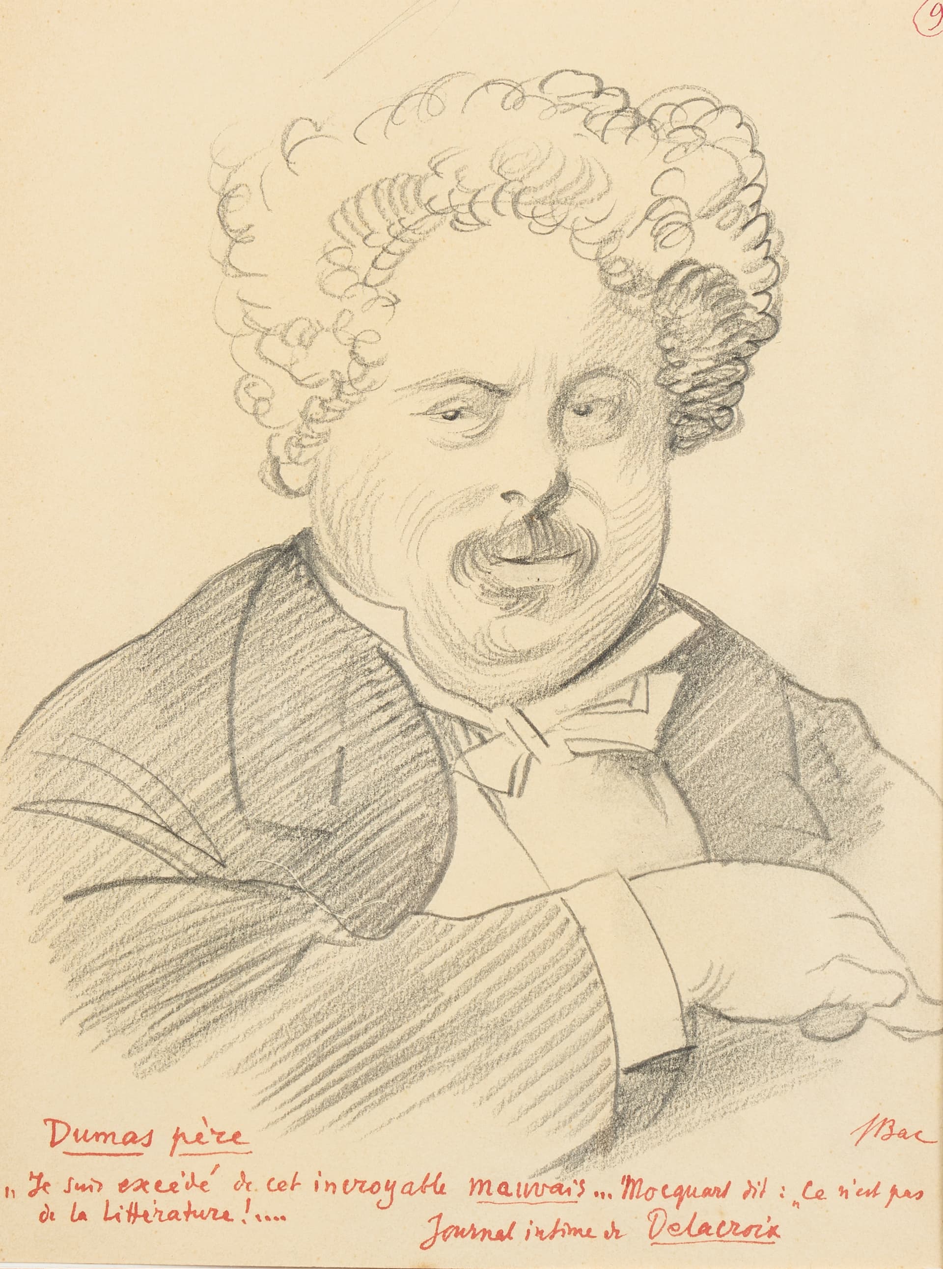 Ferdinand BAC. Alexandre DUMAS. Portrait. 265 x 202 mm., signé, s.d.
