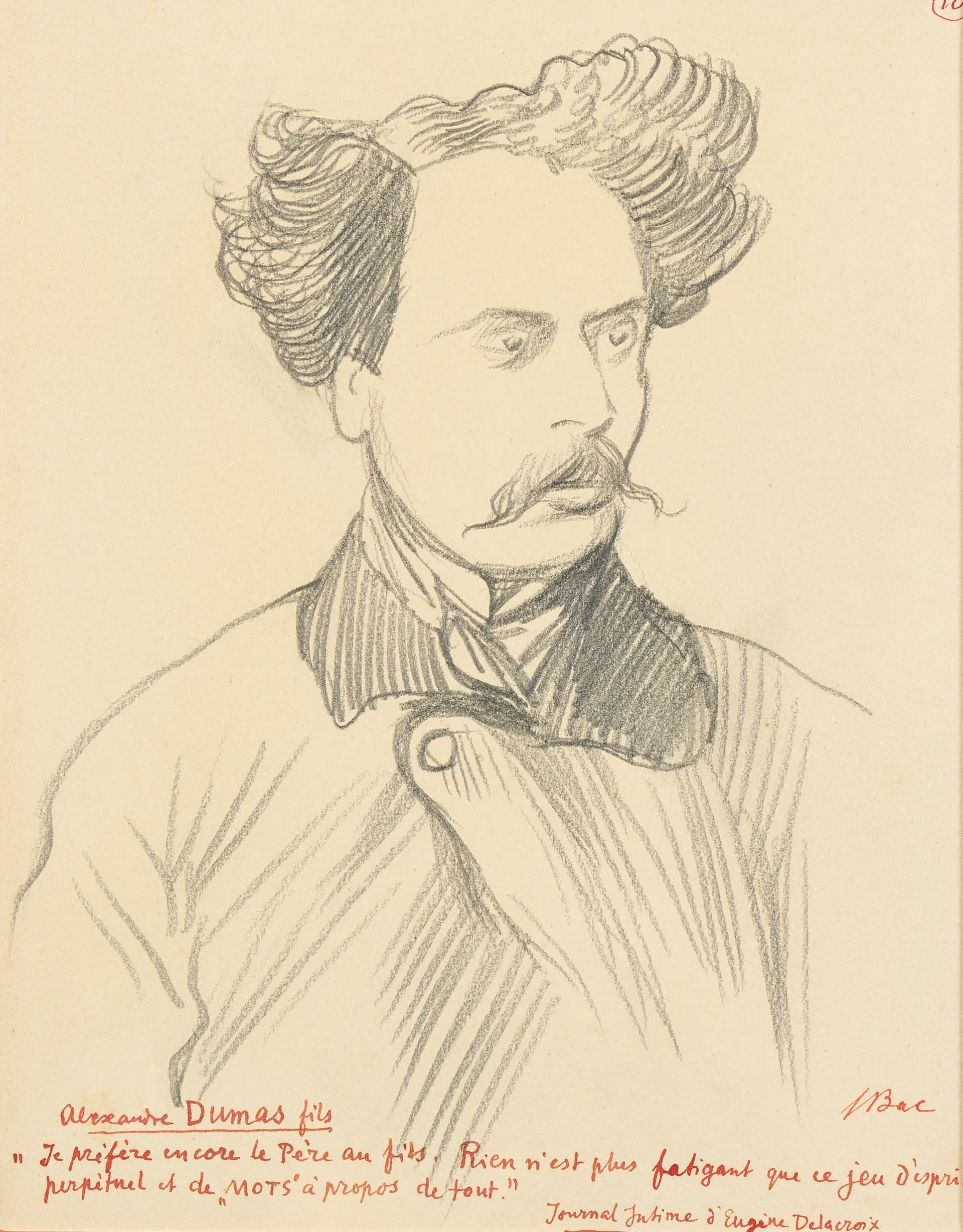 Ferdinand BAC. Alexandre Dumas Fils. Portrait. 262 x 205 mm. Signé, s.d.
