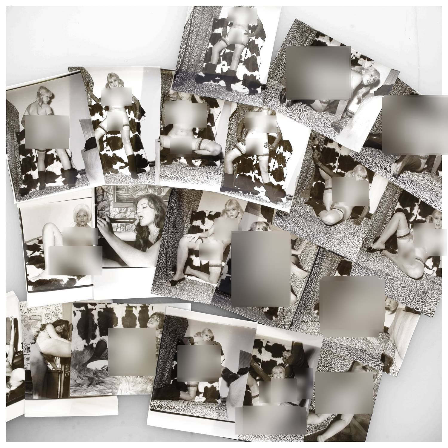 Erotica, étude de nu, photographies érotiques, pornographiques et divers. Circa 1950-70. Ensemble d’une vingtaine de tirages argentiques. Exemples de sujets : femmes nues, dénudées, sexe féminin, macrophotographie, fessiers, chien, etc. Sur certains versos, annotations. Divers états (dont gondolements et traces) et formats entiers moyens environ 24 x 18 cm.
