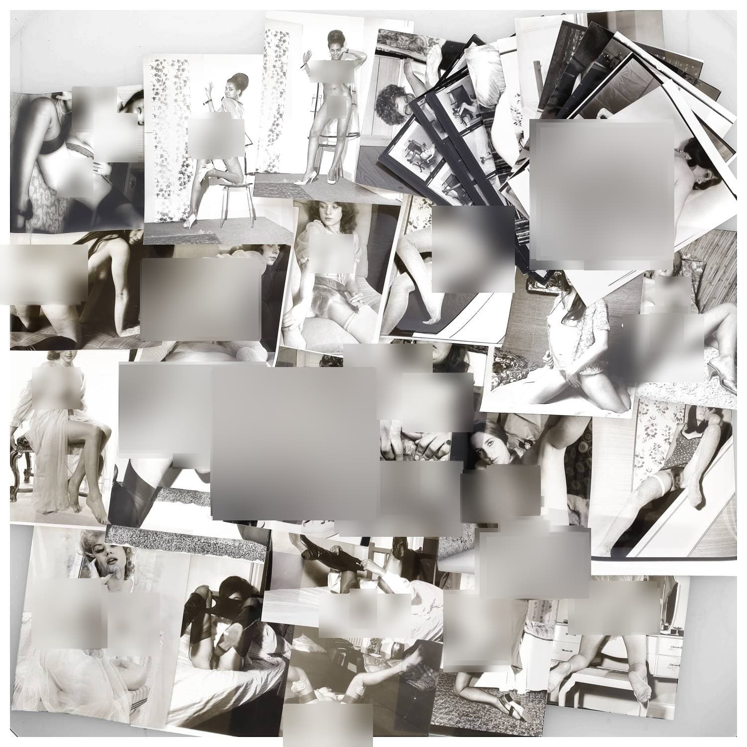 Erotica, étude de nu, photographies érotiques, pornographiques et divers. Circa 1950-70. Ensemble d’une trentaine de tirages argentiques. Exemples de sujets : femmes nues, dénudées, sexe féminin, fessier, poitrine, macrophotographie, etc. Sur certains versos, annotations et/ou cachets. Divers états (dont gondolements, plis et traces) et formats entiers moyens environ 24 x 18 cm. Sont jointes des planches-contact ‘Senta Helios’.