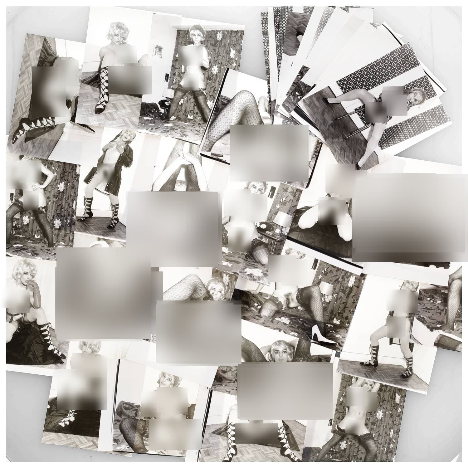 Erotica, étude de nu, photographies érotiques et divers. Circa 1950-60. Ensemble d’une trentaine de tirages argentiques. Exemples de sujets : femme nue, dénudée, sexe féminin, fessier, poitrine, etc. Sur certains versos, annotations. Divers états (dont gondolements, plis et traces) et formats entiers moyens environ 24 x 18 cm.