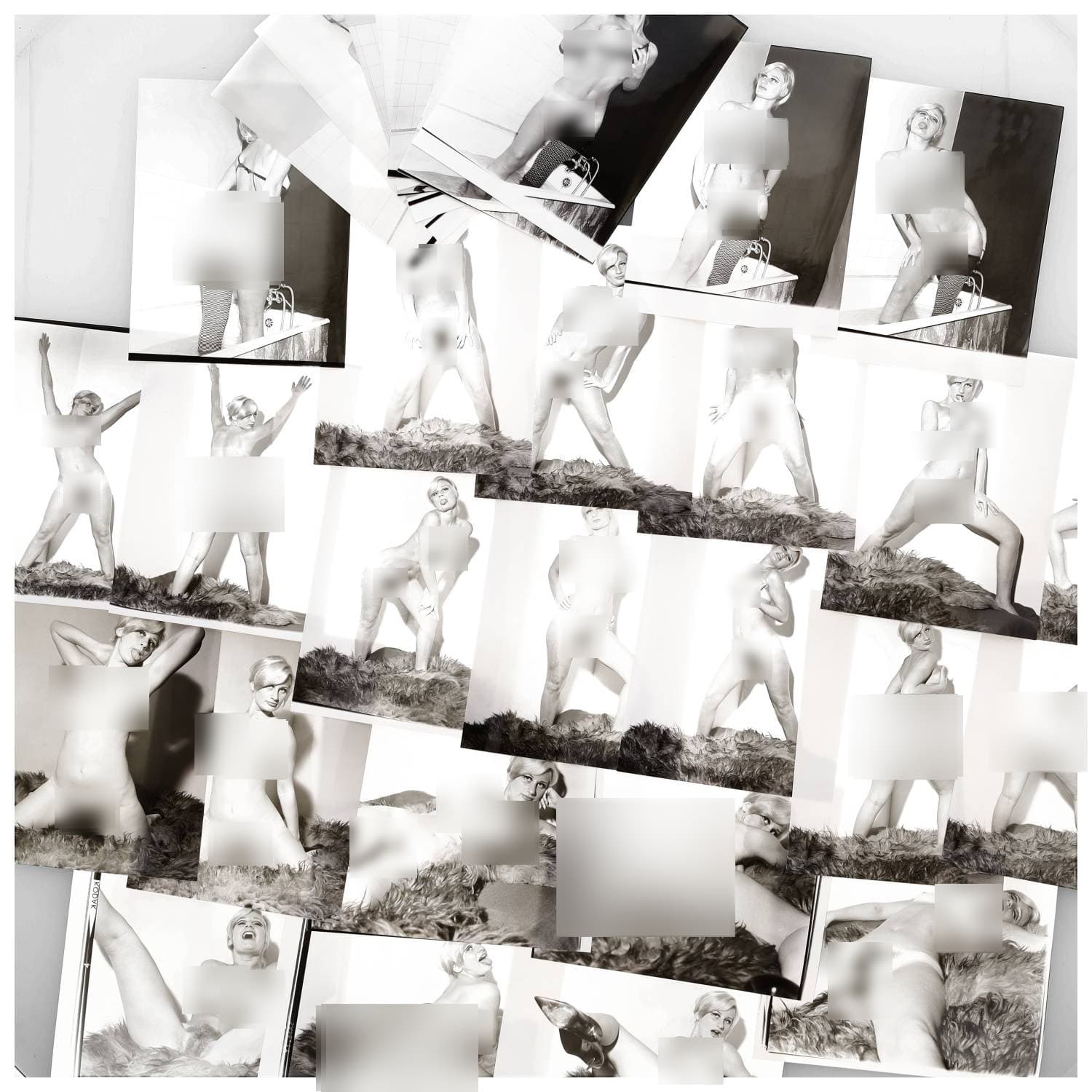 Erotica, étude de nu, photographies érotiques et divers. Circa 1950-60. Ensemble d’une trentaine de tirages argentiques. Exemples de sujets : femme nue, dénudée, sexe féminin, fessier, poitrine, etc. Sur certains versos, annotations. Divers états (dont gondolements, plis et traces) et formats entiers moyens environ 24 x 18 cm.