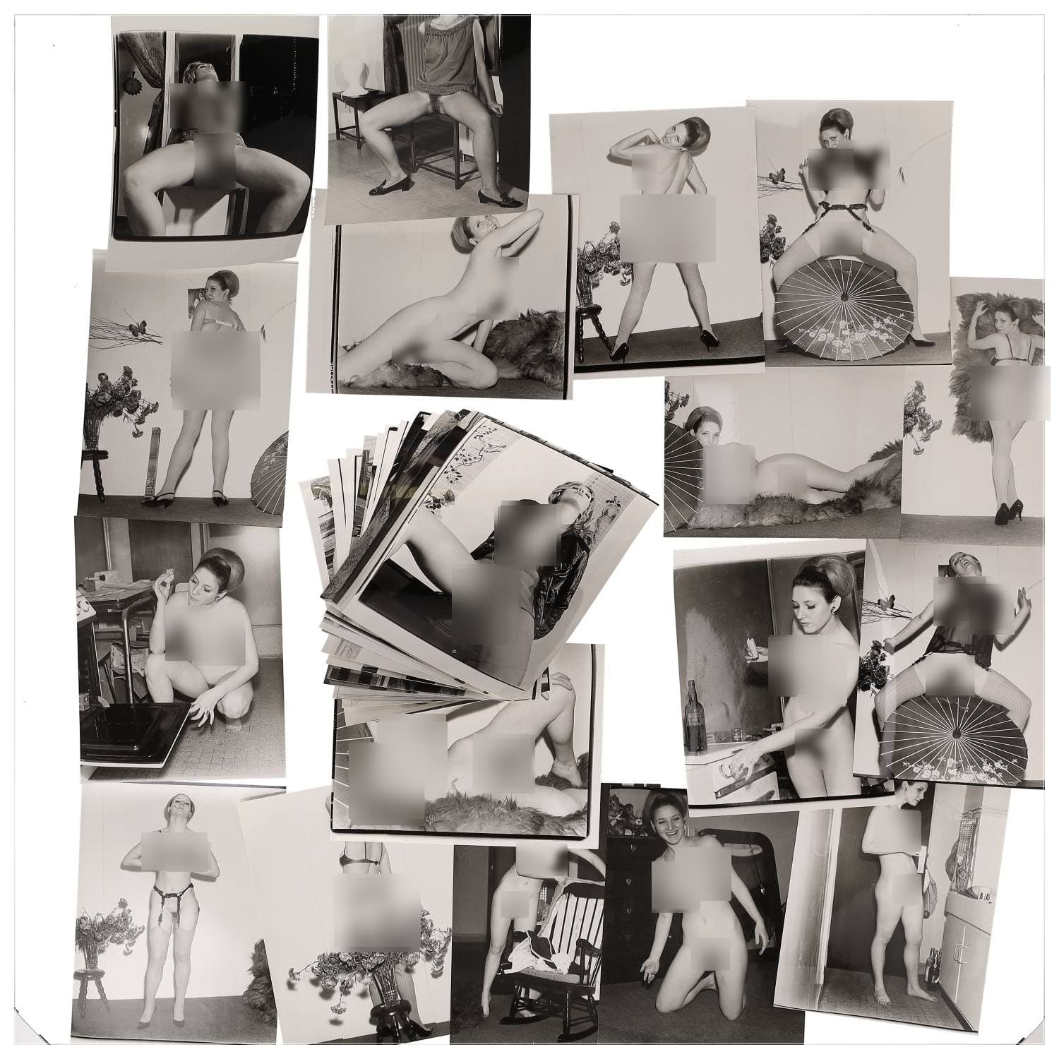 Erotica, étude de nu, photographies érotiques, pornographiques et divers. Circa 1950-70’s. Ensemble d’une trentaine de tirages argentiques. Exemples de sujets : femmes nues, dénudées, sexe féminin, fessier, poitrine, macrophotographies, etc. Sur certains versos, annotations. Divers états (dont gondolements ou encore traces) et formats entiers moyens environ 24 x 18 cm.
