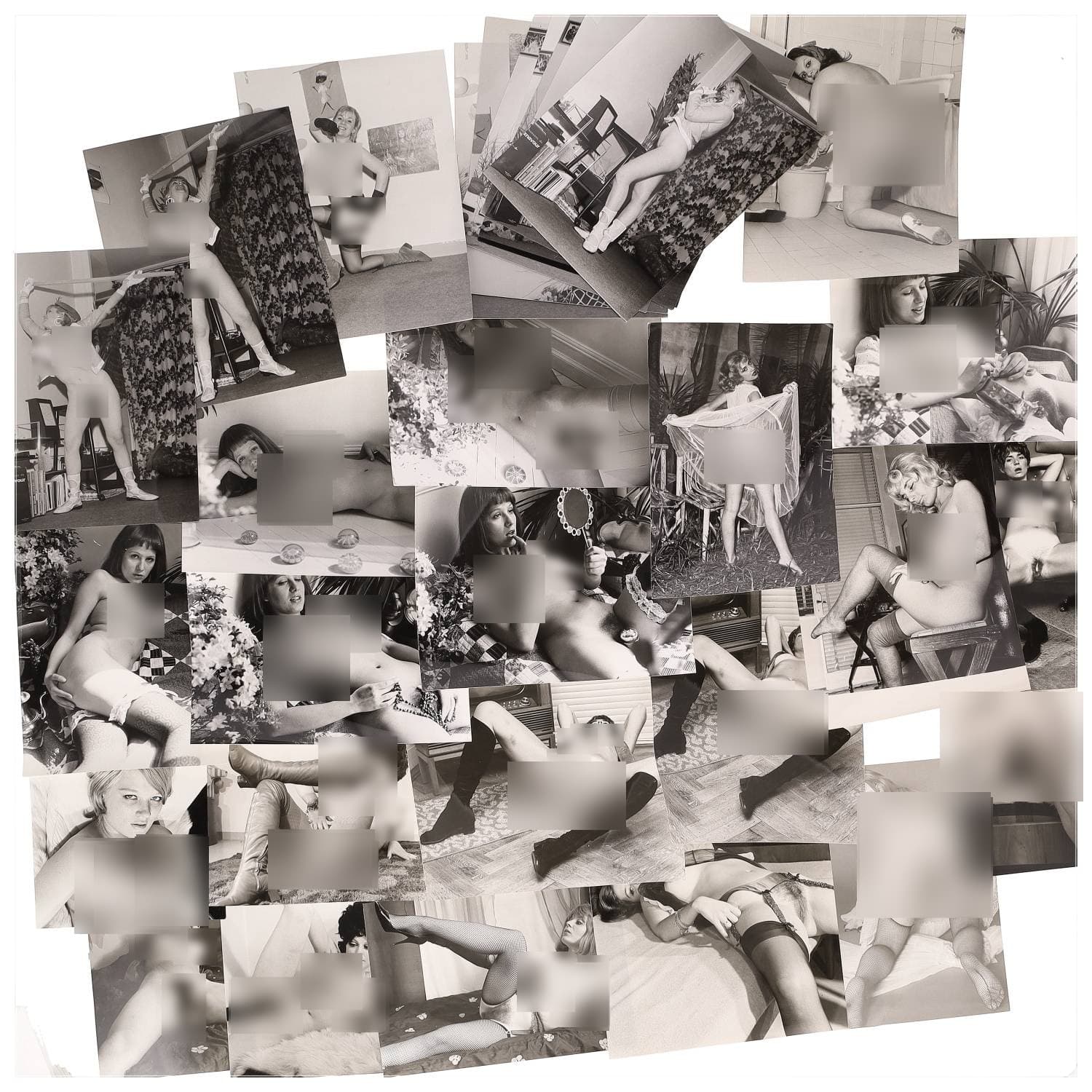Erotica, étude de nu, photographies érotiques, pornographiques et divers. Circa 1950-70’s. Ensemble d’une trentaine de tirages argentiques. Exemples de sujets : femmes nues, dénudées, sexe féminin, fessier, poitrine, macrophotographies, etc. Sur certains versos, annotations. Divers états (dont gondolements ou encore traces) et formats entiers moyens environ de 14,5 x 13,5 cm à 24 x 18 cm.