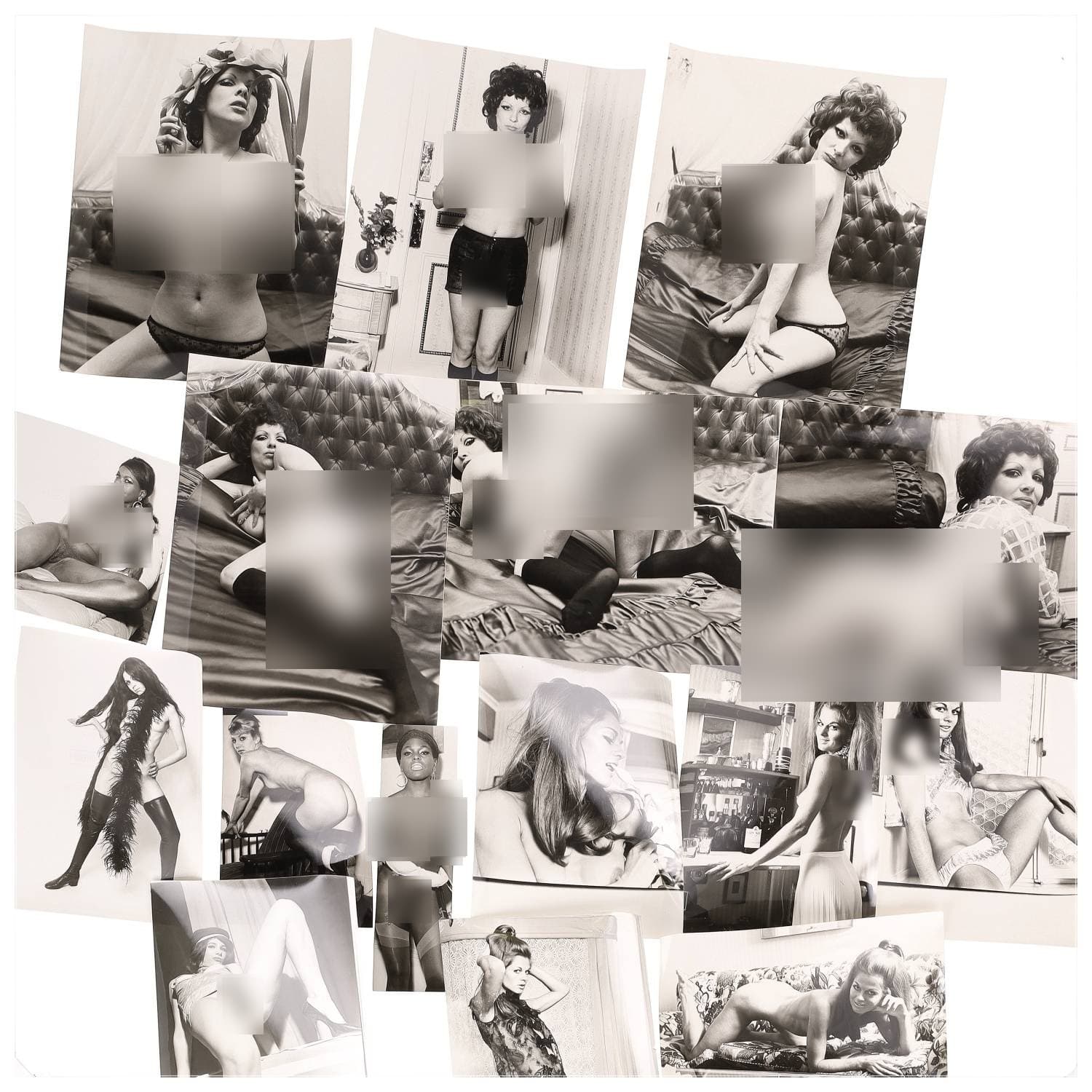 Mario A. COSTA, Erotica, étude de nu, photographies érotiques, pornographiques et divers. Circa 1950-70’s. Ensemble d’une quinzaine de tirages argentiques. Sur versos, cachets divers de Mario A. COSTA (tels que ‘Distribution’ ou encore ‘Copyrights’). Exemples de sujets : femmes nues, dénudées, sexe féminin, fessier, poitrine, macrophotographies, etc. Sur certains versos, annotations. Divers états (dont gondolements ou encore traces) et formats entiers moyens environ de 17,5 x 16,5 cm à 30 x 24 cm.