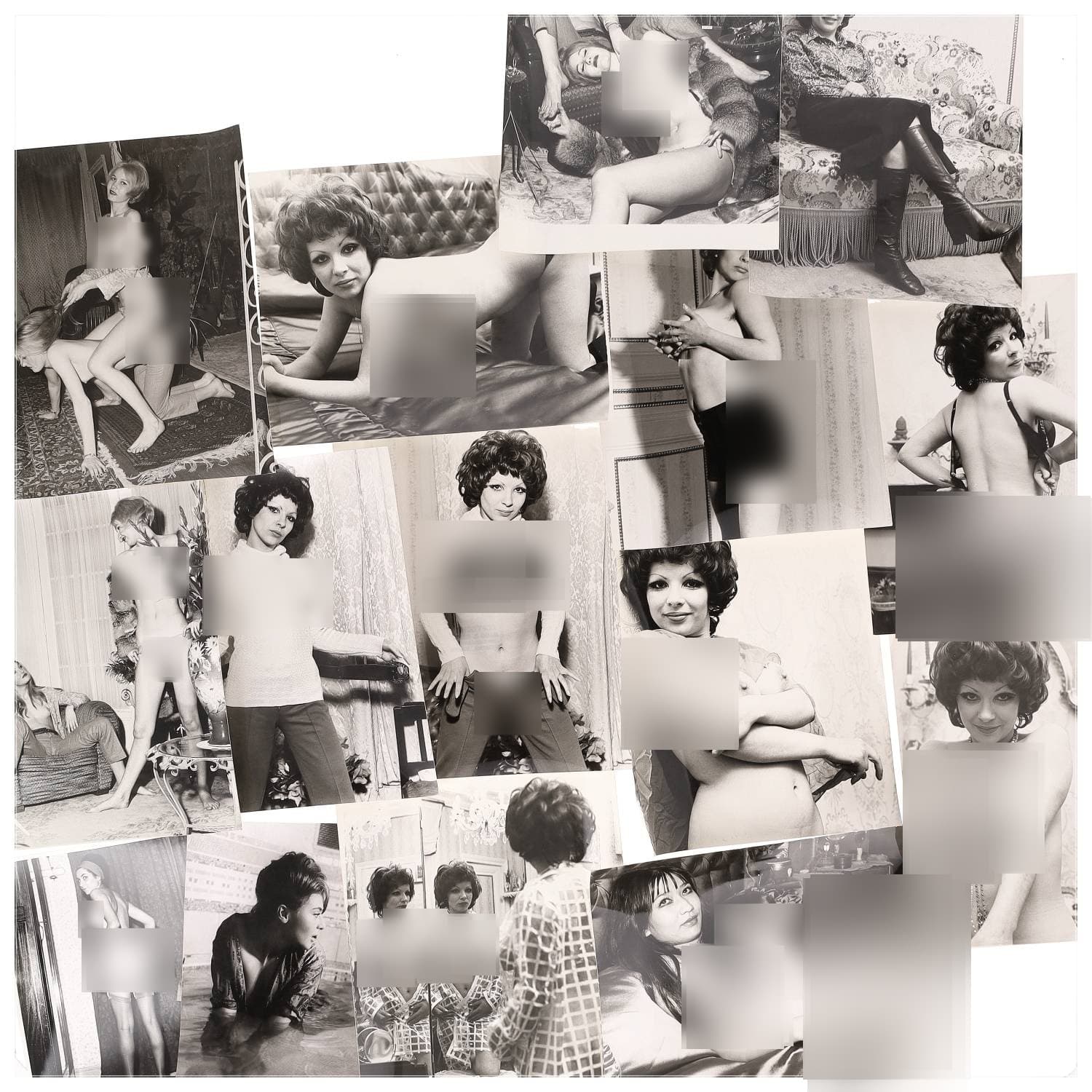 Mario A. COSTA, Erotica, étude de nu, photographies érotiques et divers. Circa 1950-70’s. Ensemble d’une quinzaine de tirages argentiques. Sur versos, cachets divers de Mario A. COSTA (tels que ‘Distribution’ ou encore ‘Copyrights’). Exemples de sujets : femmes nues, dénudées, sexe féminin, fessier, poitrine, macrophotographies, etc. Sur certains versos, annotations. Divers états (dont gondolements ou encore traces) et formats entiers moyens environ de 23 x 17,5 cm à 30 x 24 cm.