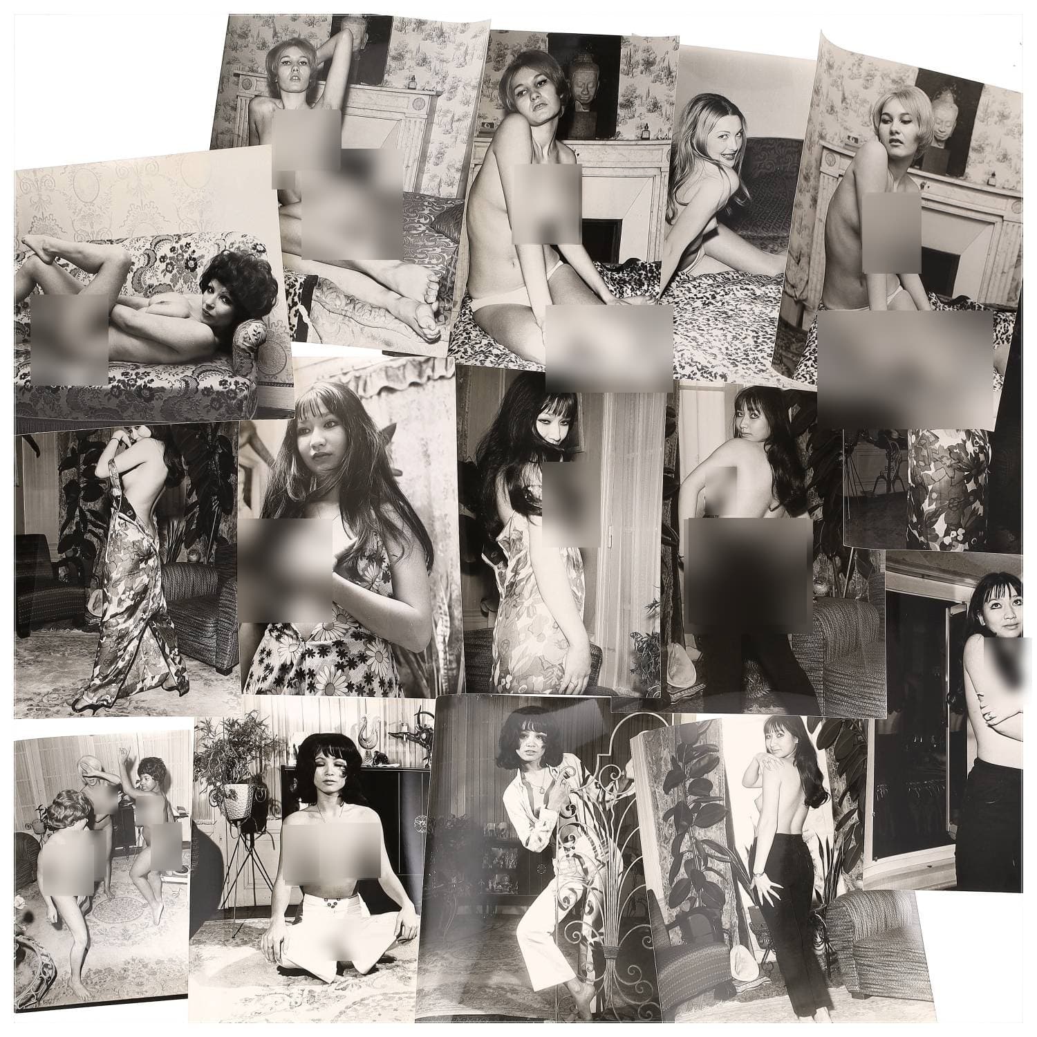 Mario A. COSTA, Erotica, étude de nu, photographies érotiques et divers. Circa 1950-70’s. Ensemble d’une quinzaine de tirages argentiques. Sur versos, cachets divers de Mario A. COSTA. Exemples de sujets : femmes nues, dénudées, sexe féminin, fessier, poitrine, macrophotographies, etc. Sur certains versos, annotations. Divers états (dont gondolements ou encore traces) et formats entiers moyens environ de 24 x 18 cm à 30 x 24 cm.