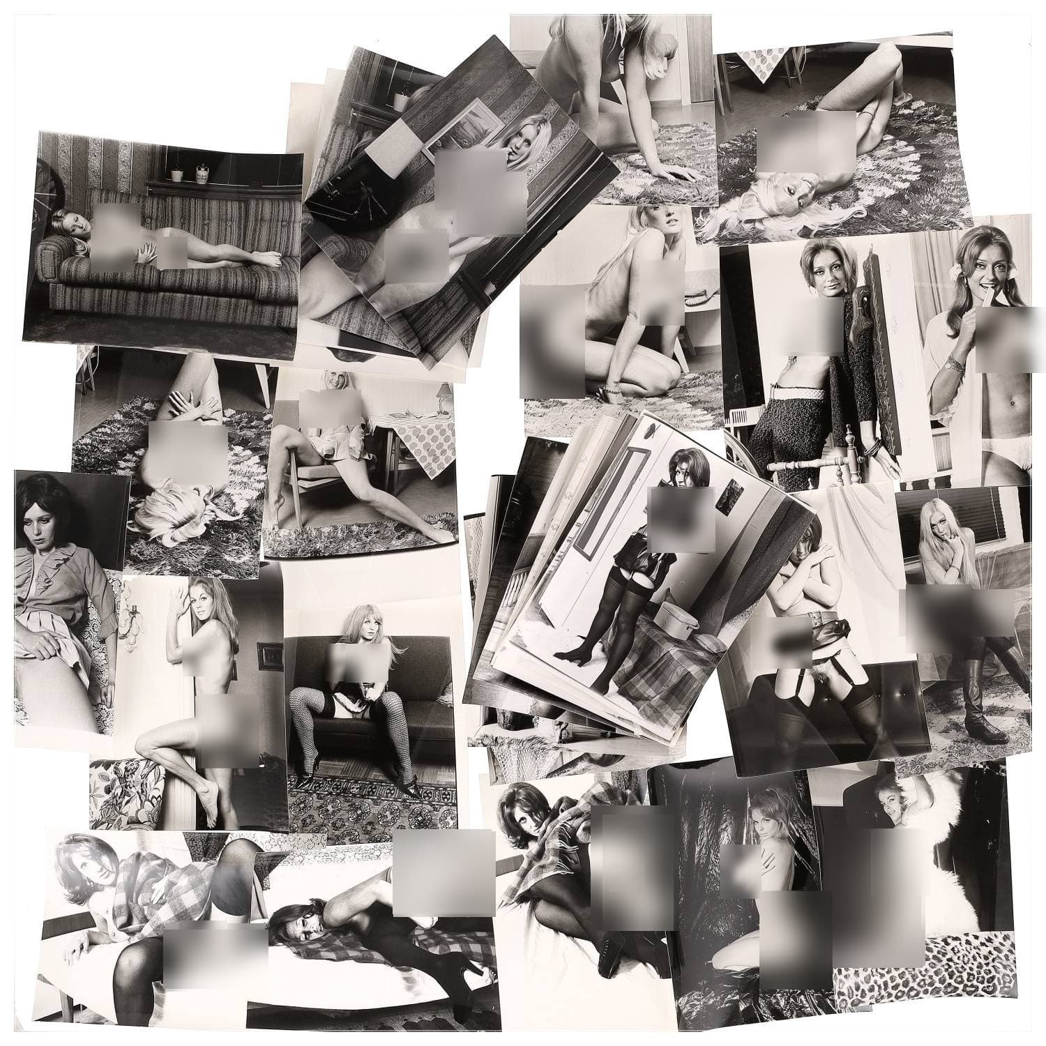 Erotica, étude de nu, photographies érotiques, pornographiques et divers. Circa 1950-70’s. Ensemble d’une trentaine de tirages argentiques. Exemples de sujets : femmes nues, dénudées, sexe féminin, fessier, poitrine, macrophotographies, etc. Sur certains versos, annotations. Divers états (dont gondolements ou encore traces) et formats entiers moyens environ 24 x 18 cm.