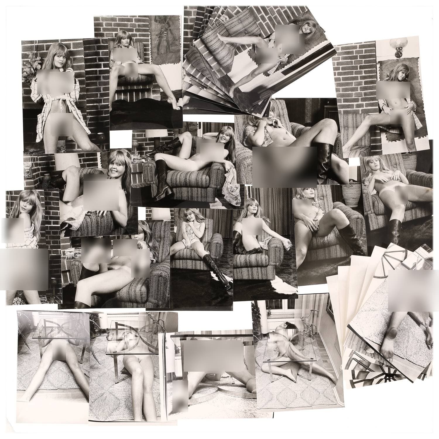 Erotica, étude de nu, photographies érotiques, pornographiques et divers. Circa 1950-70’s. Ensemble d’une trentaine de tirages argentiques. Exemples de sujets : femmes nues, dénudées, sexe féminin, fessier, poitrine, macrophotographies, etc. Sur certains versos, annotations. Divers états (dont gondolements ou encore traces) et formats entiers moyens environ 24 x 18 cm.