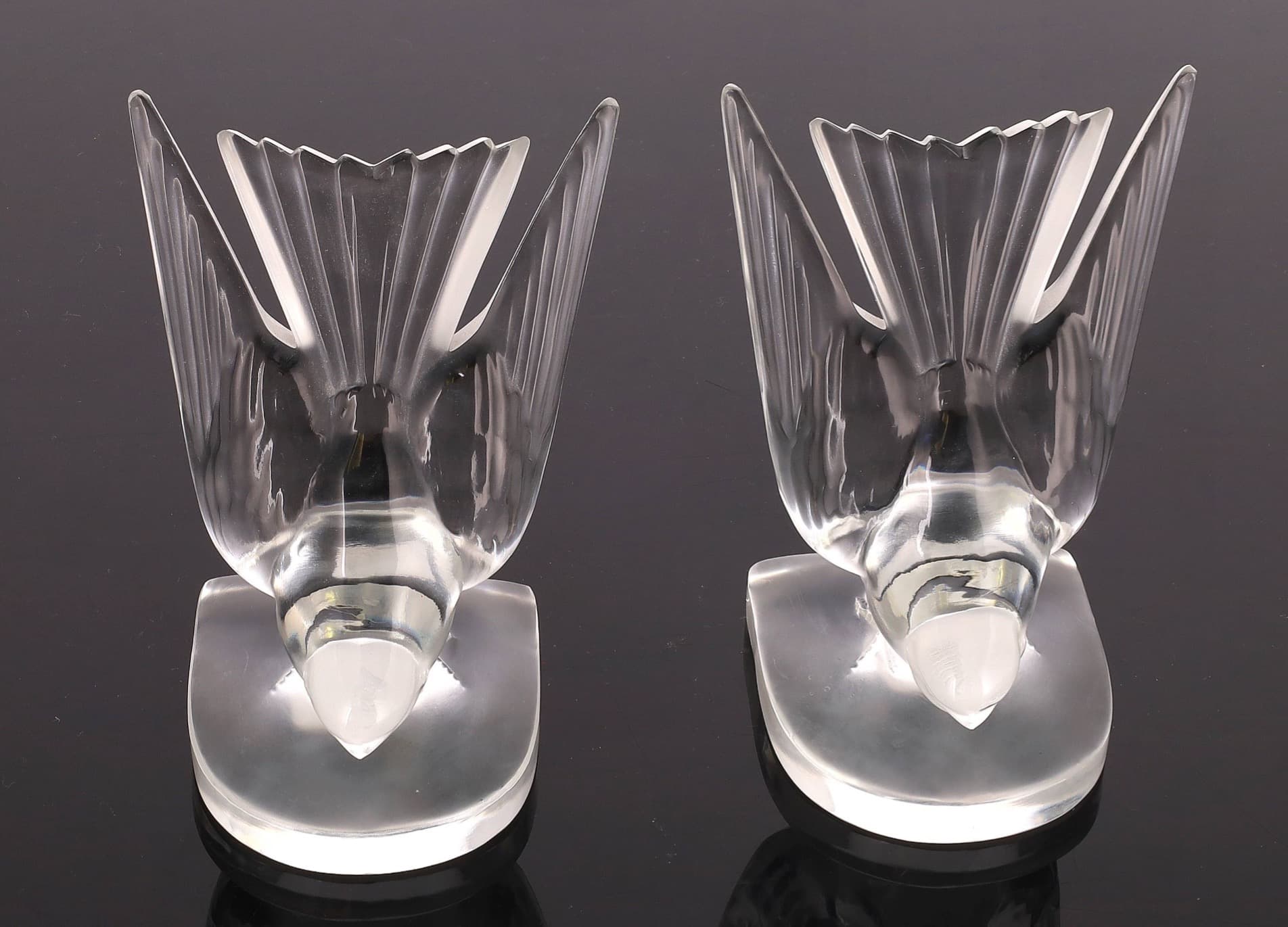 Paire de serre-livres hirondelles en cristal