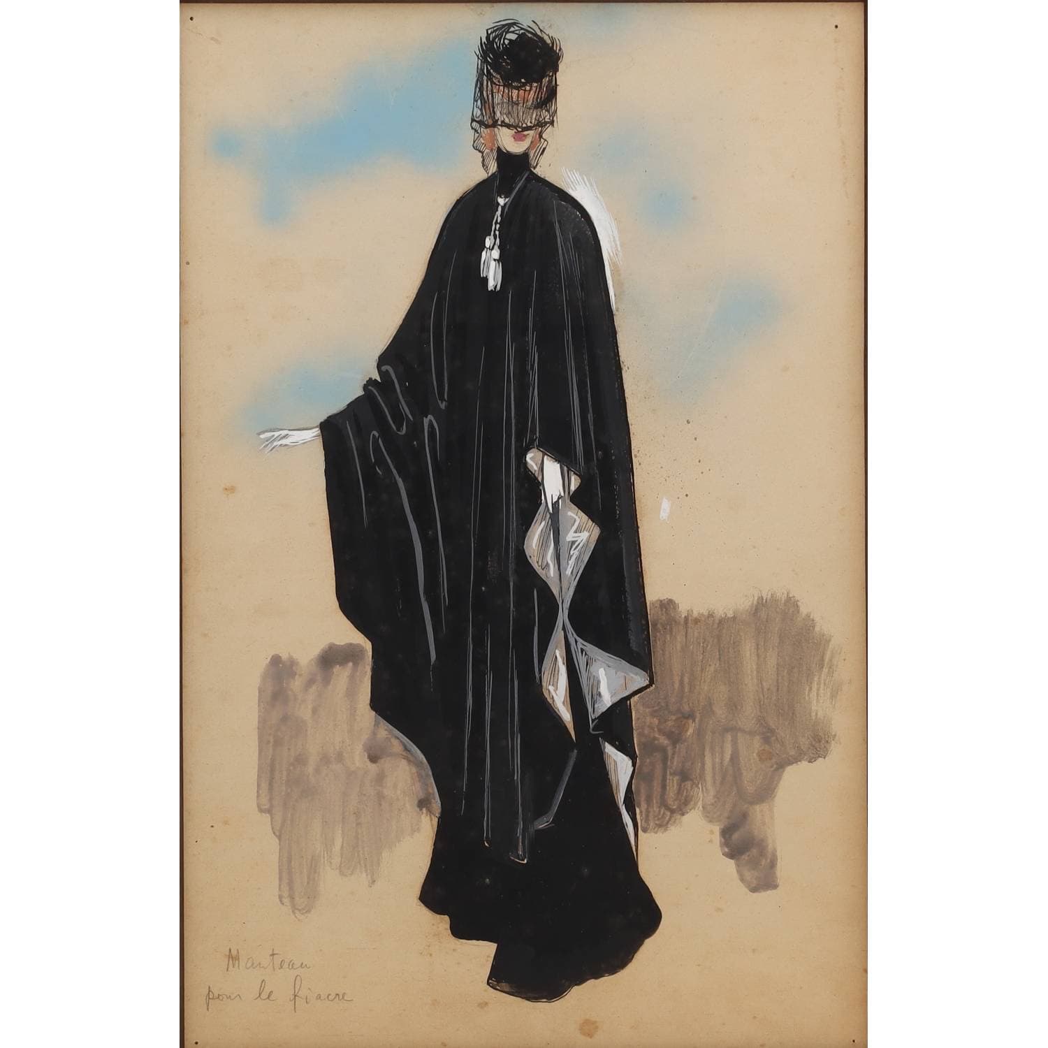 Projet de costume probablement le personnage de la mariée dans « La Ronde » de Max Ophüls