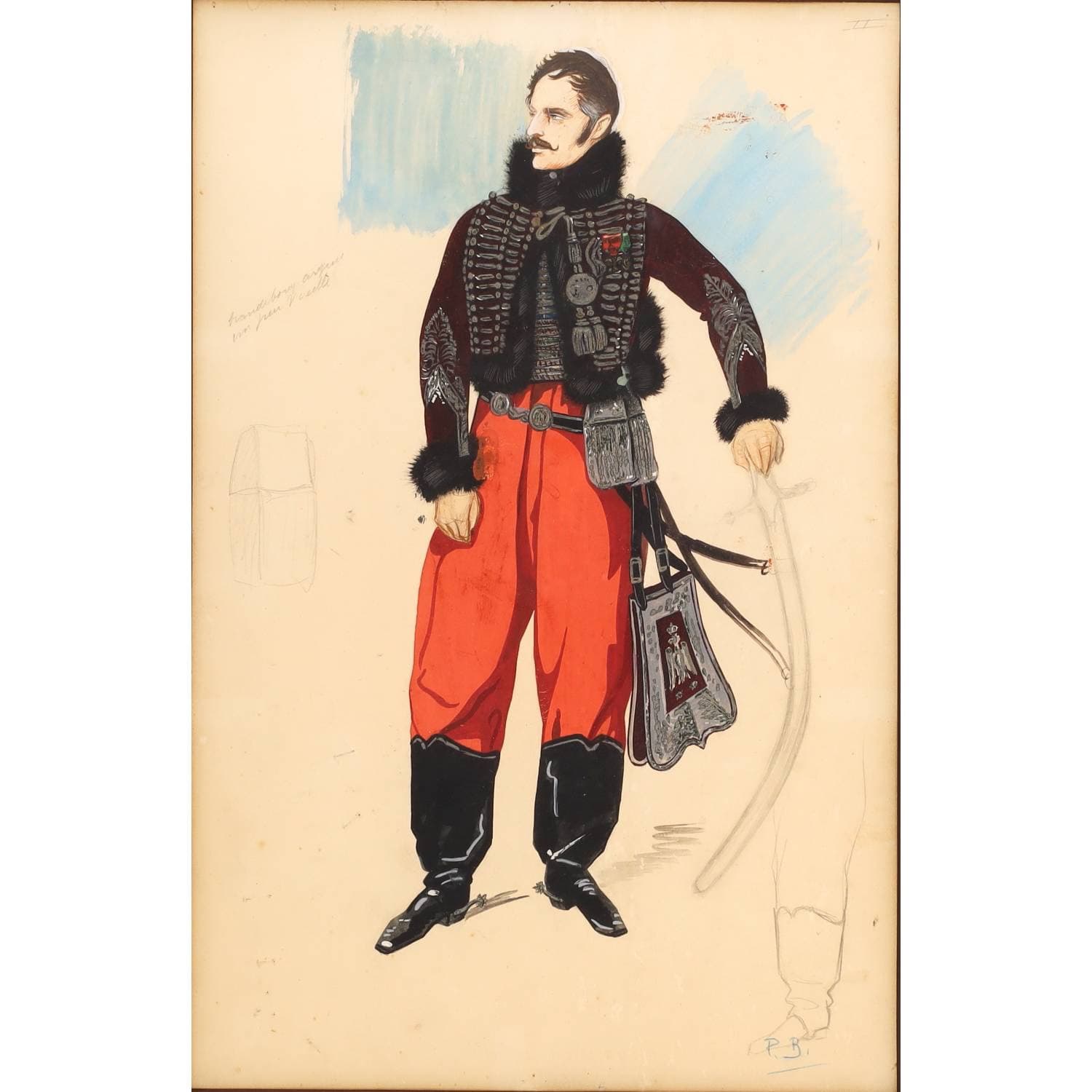 Projet de costume pour le personnage de Pierre Blanchard dans le film Pontcarral de Jean Delannoy (1942)