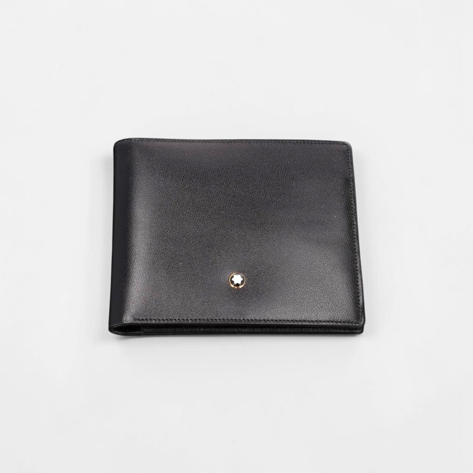 Portefeuille pliant en cuir noir