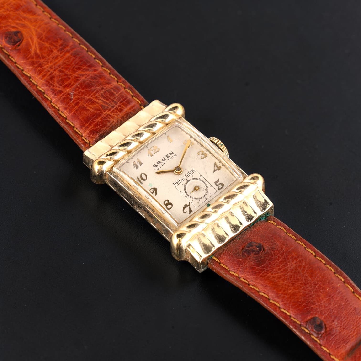 Montre bracelet de forme Gruen « Veri-Thin » en or Gold Filled 10k