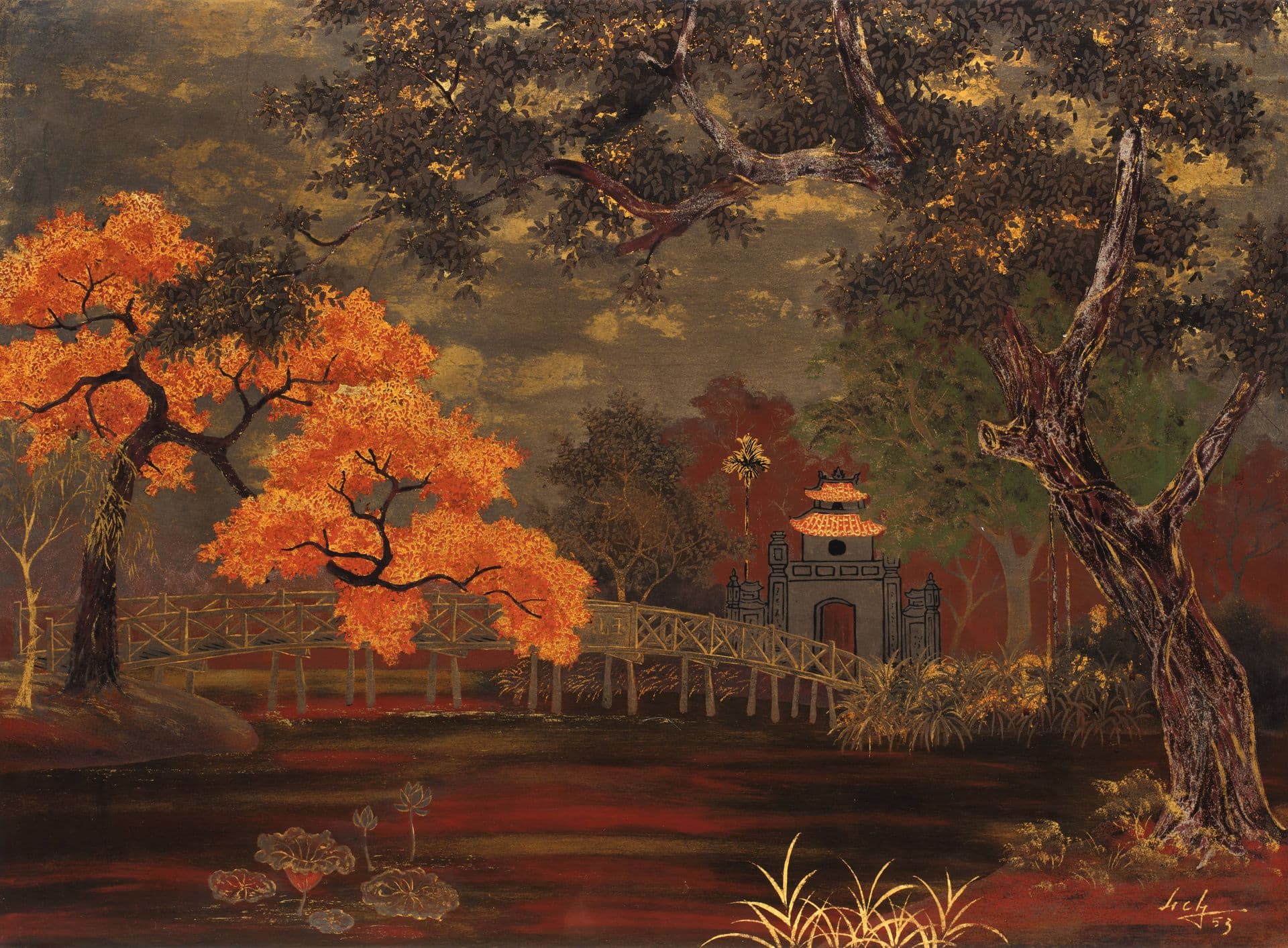 Đinh Văn Lịch (né en 1916 - ) - Le temple Ngọc Sơn et le lac Hoàn Kiếm à Hanoï