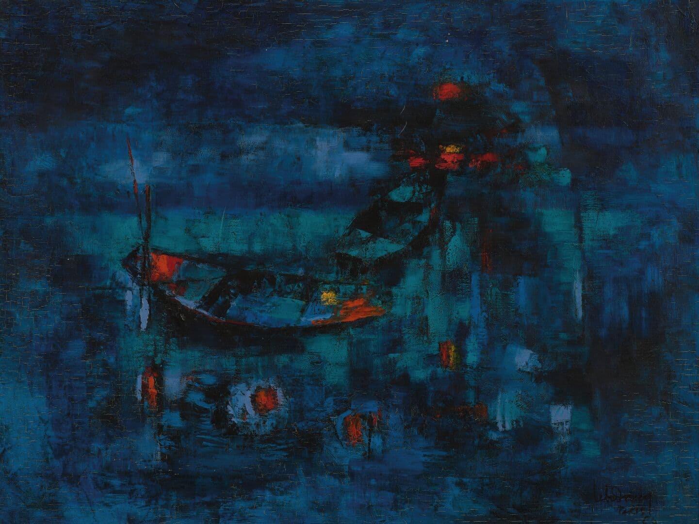 Lebadang (1921-2015) - Barques amarrées