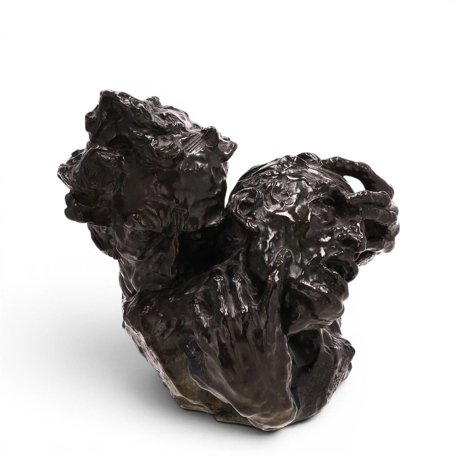 Sculpture en bronze représentant Ugolin dévorant Ruggieri (Têtes)